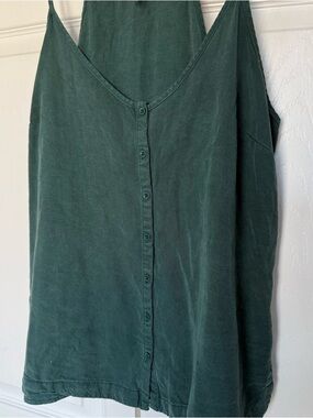 Anthropologie Forest Green Button-Front Tank Size Small 100% lyocell